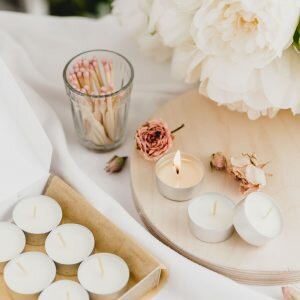 English rose soy wax scented tea light box gift set hand poured eco friendly FSC box