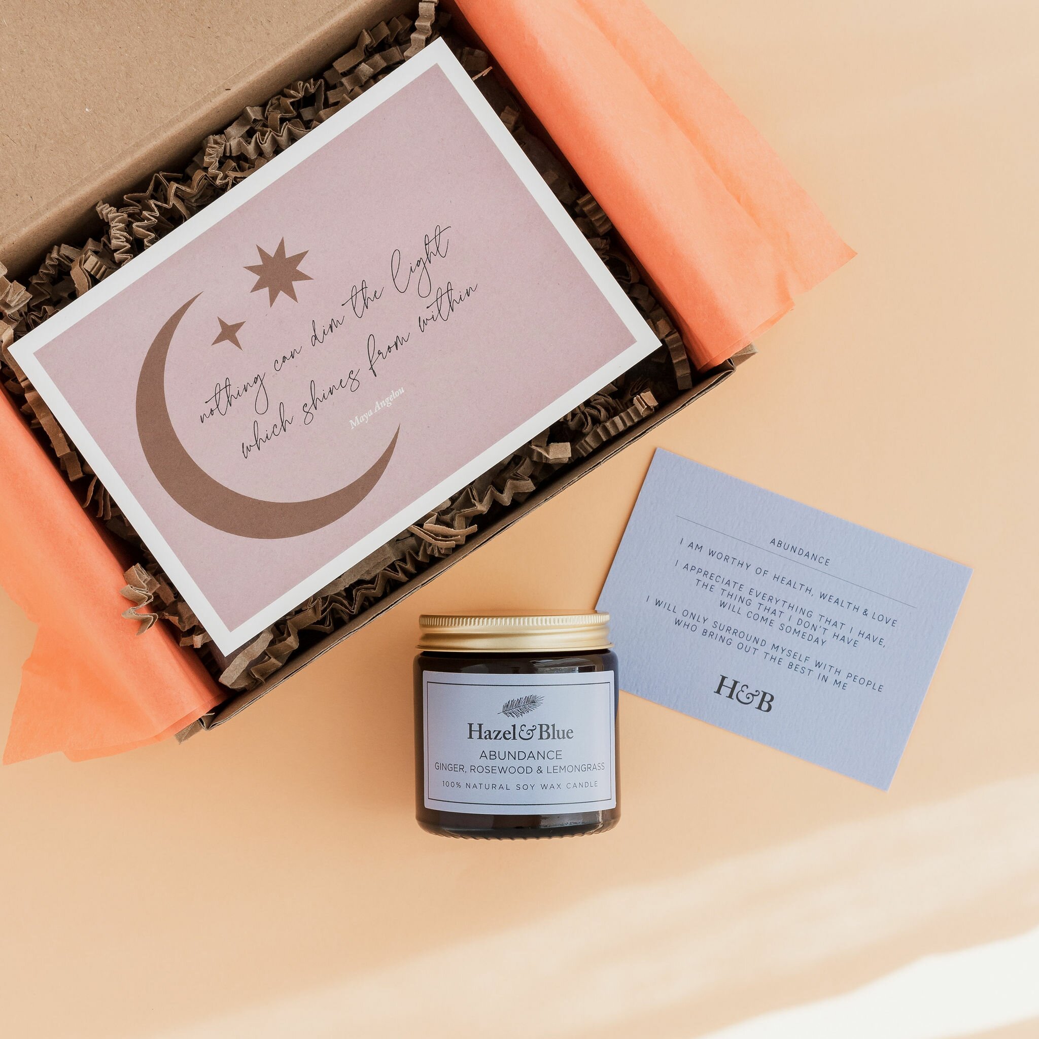 2208HAZELBLUE-6360 abundance soy candle wellness gift manifestation candles well-being uk gifts eco friendly
